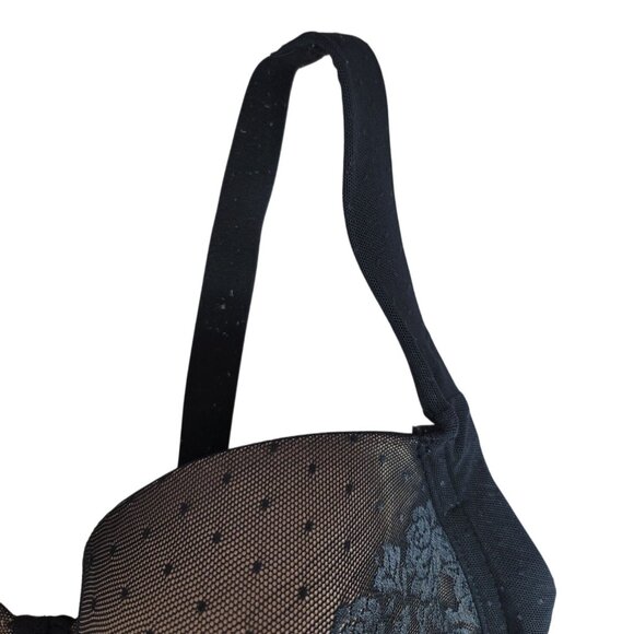 Soma Stunning Support Full Coverage Bra Black 36G Underwire Adj Floral Dot Lace - Picture 4 of 10